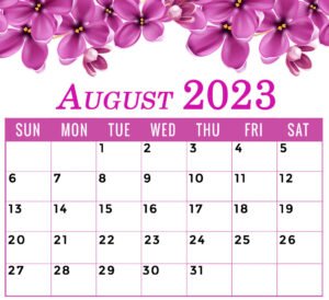 august 2023 calendar floral printable flower template
