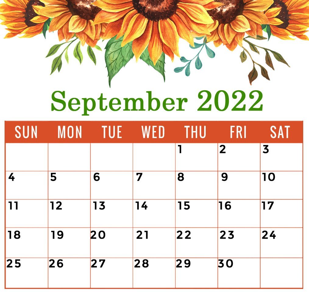 september 2022 calendar floral printable flower template