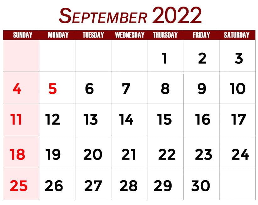 september 2022 free usa holidays calendar