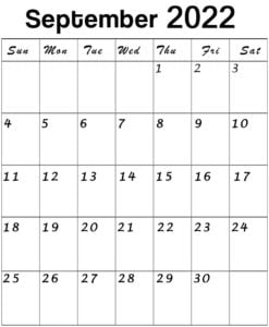 september 2022 vertical calendar printable portrait blank