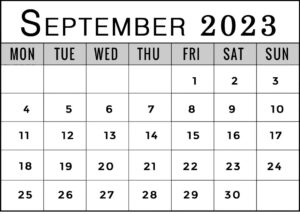 september 2023 monday through friday to sunday calendar september 2023 monday through friday to sunday calendar