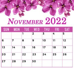 floral november 2022 calendar printable