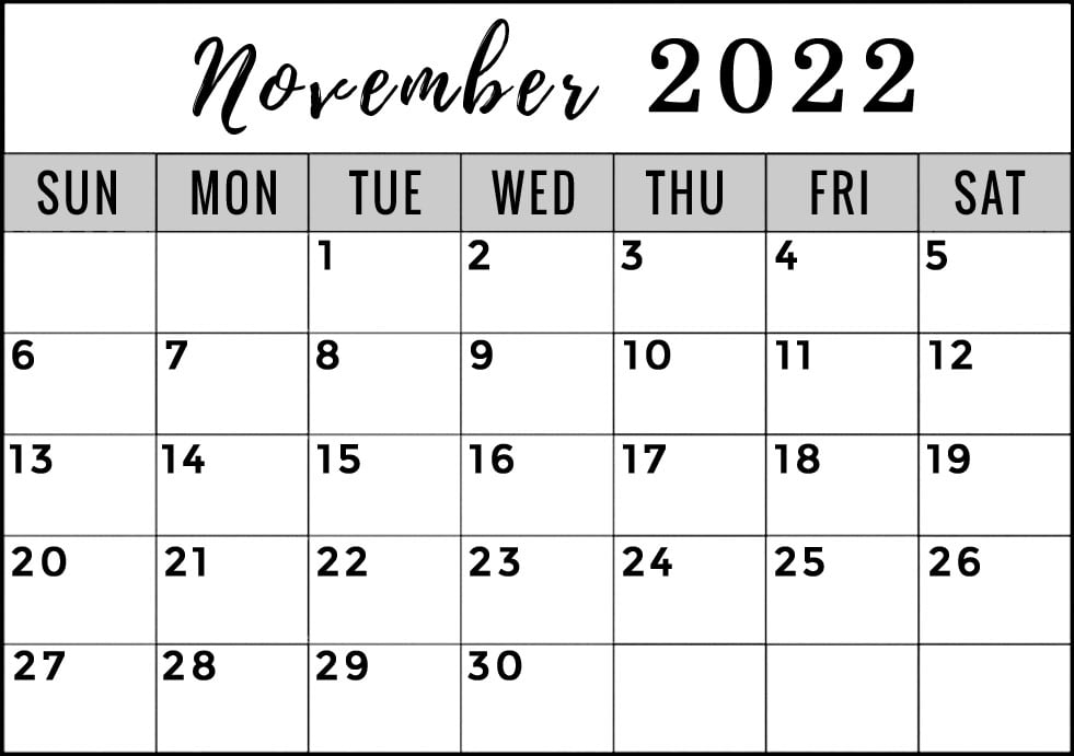 free printable november 2022 calendar template