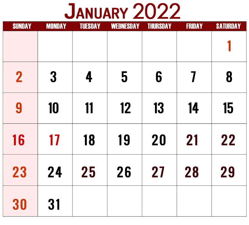 january 2022 free usa holidays calendar