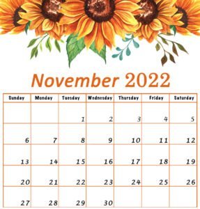 november 2022 calendar printable flowers landscape