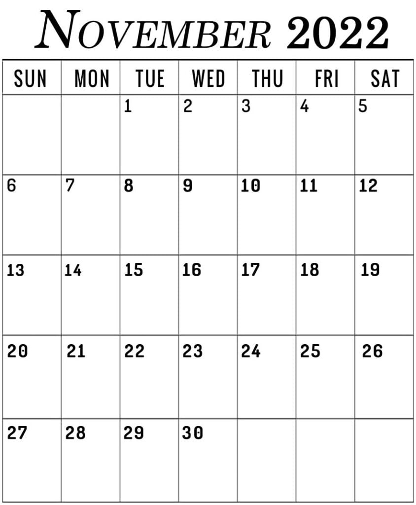 november 2022 vertical calendar portrait printable free