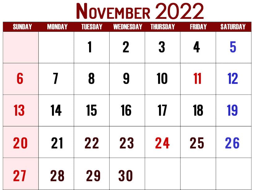 printable november 2022 calendar with holidays