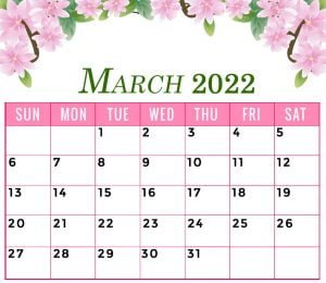 March 2022 floral calendar printable with flowers landscape March 2022 floral calendar printable with flowers landscape