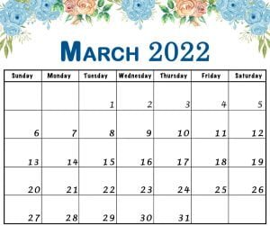 floral March 2022 calendar printable floral March 2022 calendar printable