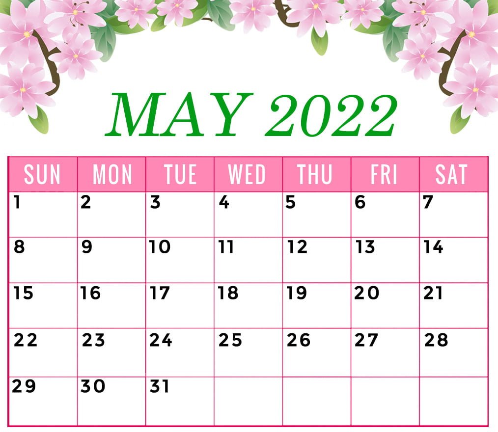 May 2022 floral calendar printable with flowers landscape May 2022 floral calendar printable with flowers landscape