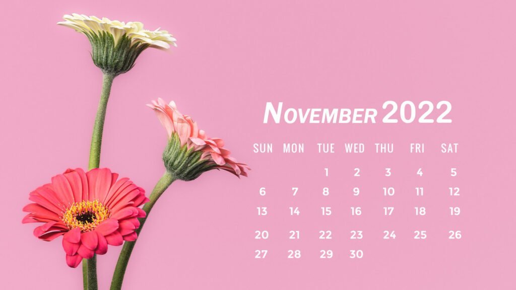 november 2022 calendar pc wallpaper pink