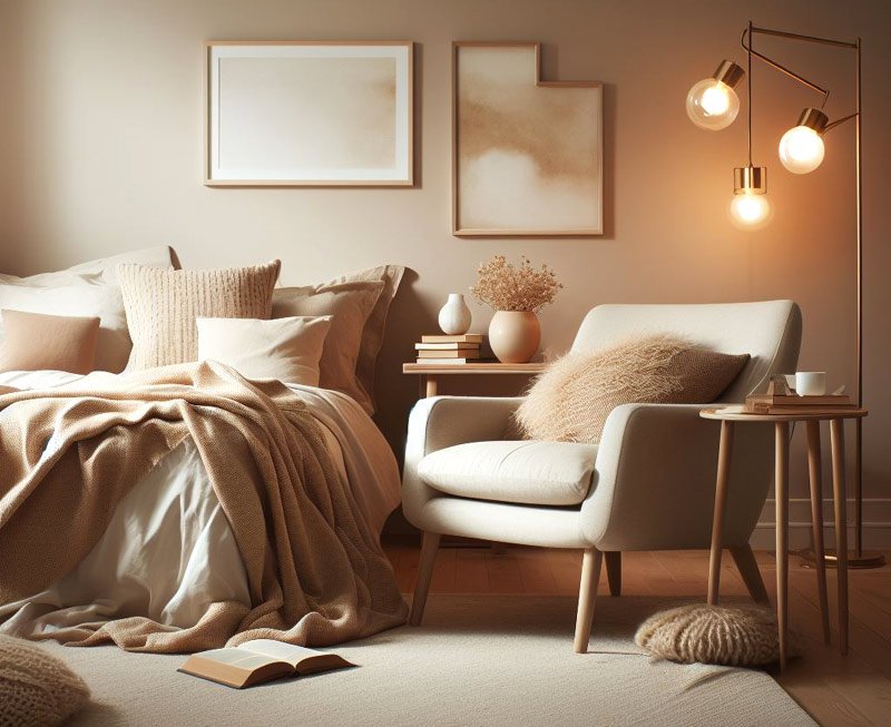Cozy neutral bedroom ideas with Reading Nook