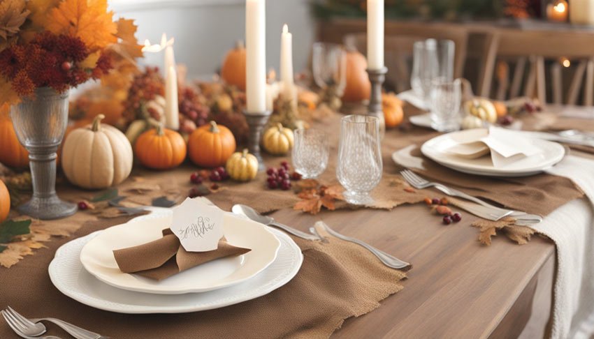 DIY thanksgiving table setting using handmade place cards