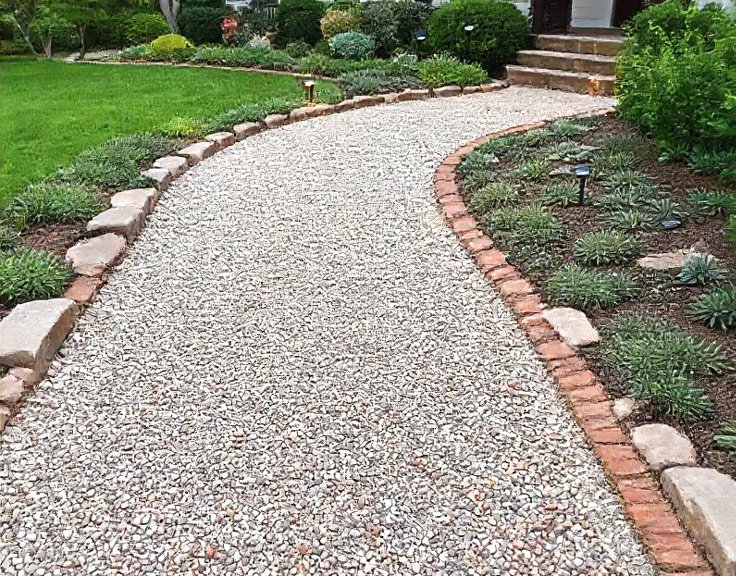 Gravel Pathway with Edging Stones 