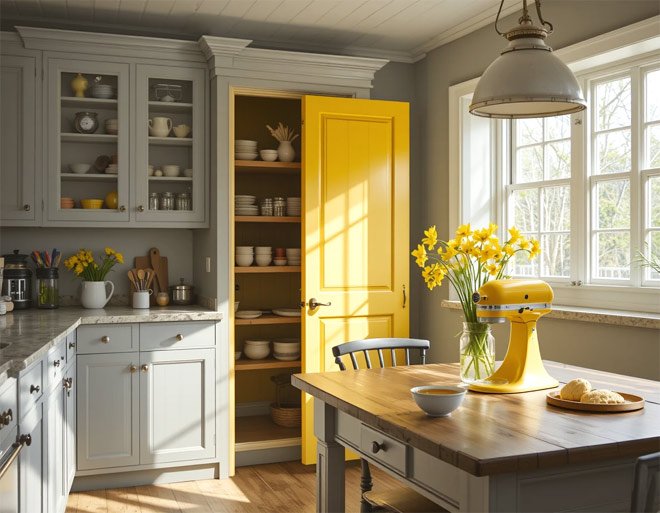 Soft Gray & Vibrant Yellow