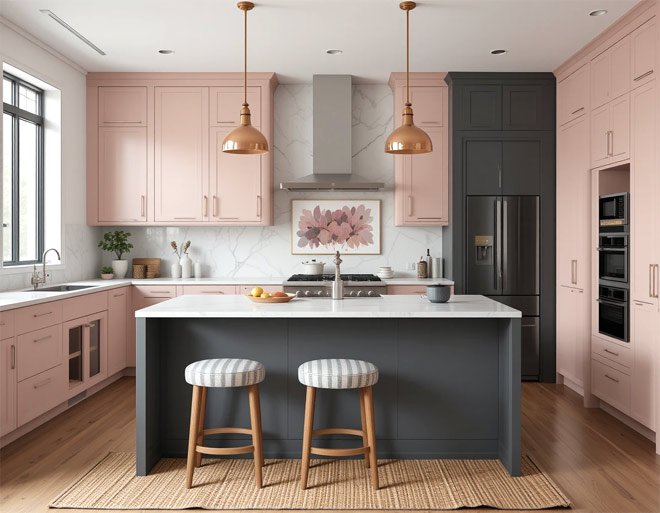 Blush Pink & Charcoal Gray