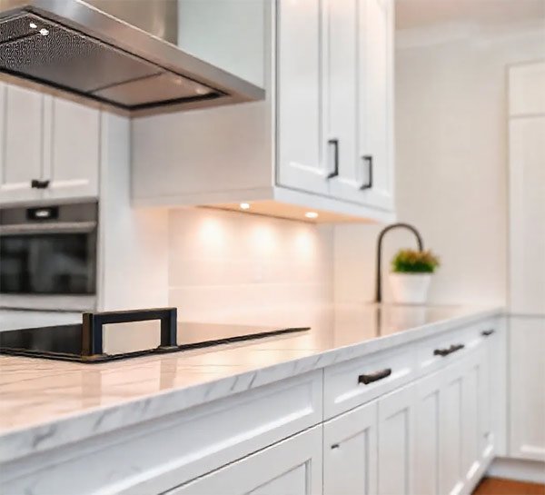 Classic Matte Black Handles on White Shaker Cabinets