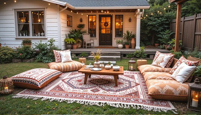 Boho Vibes with Floor Cushions and Rugs