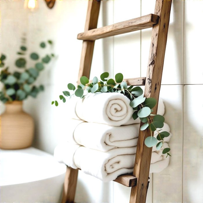 Ladder Turned Towel Rack
