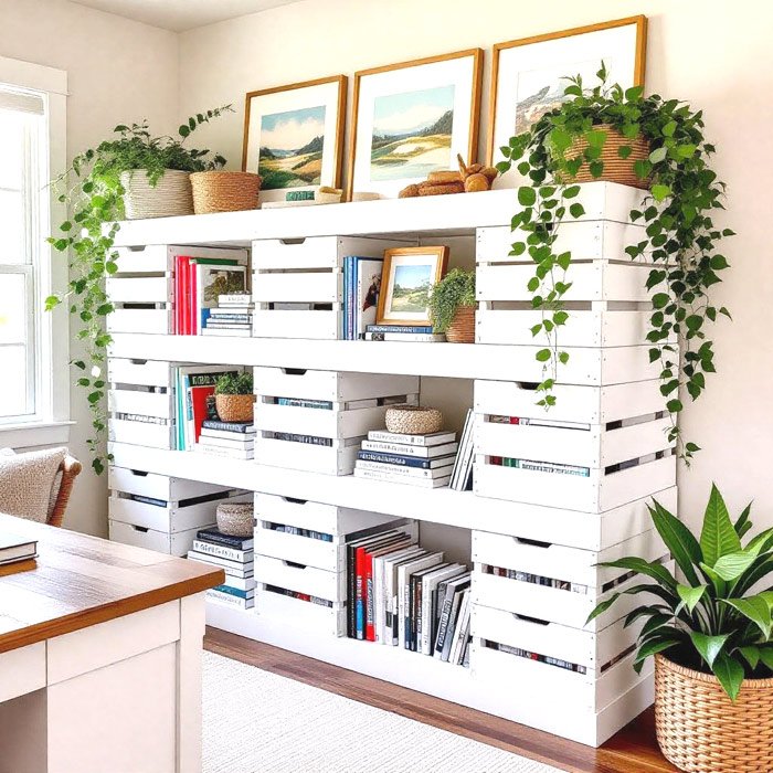 Crates as Bookshelves