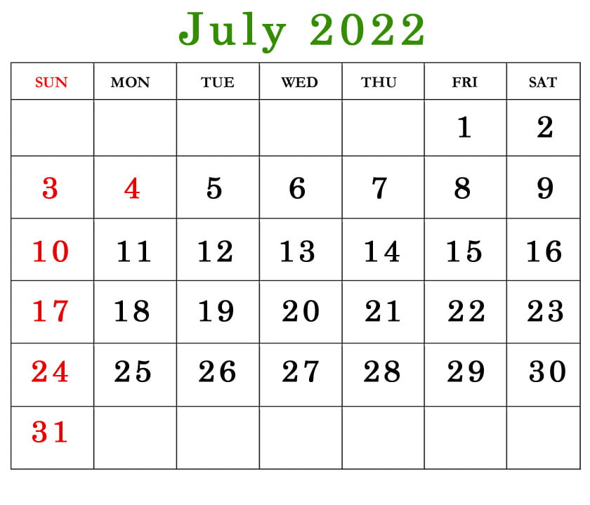 printable july 2022 calendar usa holidays image