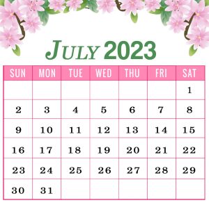 July 2023 calendar printable pdf download