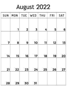august 2022 vertical calendar portrait printable free