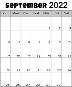 blank september 2022 vertical calendar