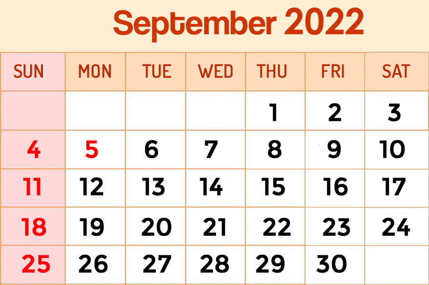 september 2022 calendar with holidays
