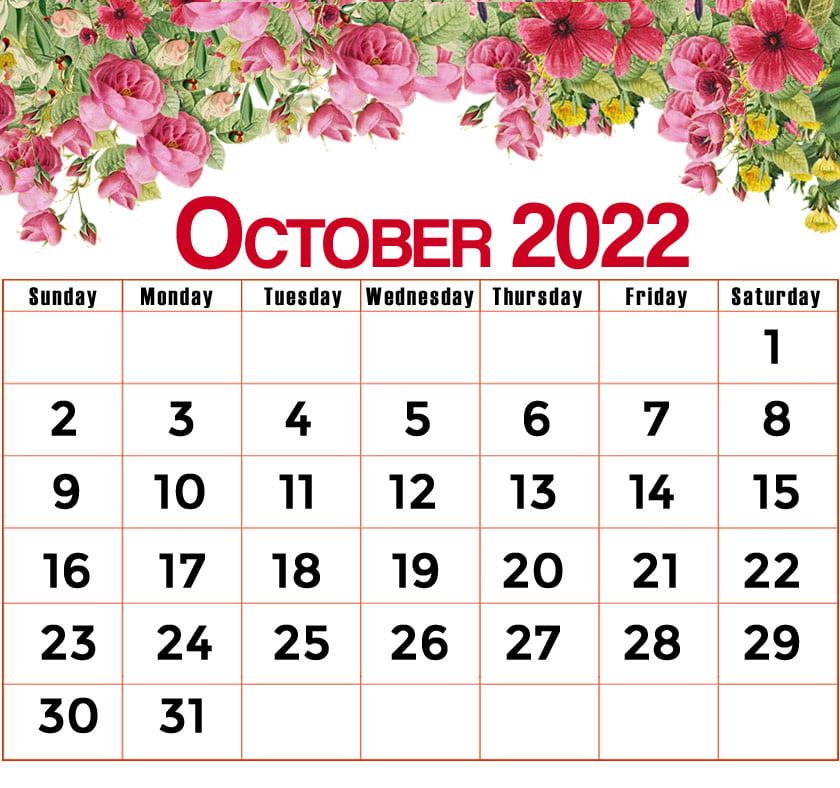 floral october 2022 calendar