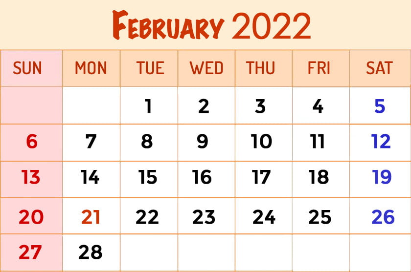february 2022 free usa holidays calendar feb