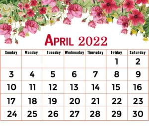 floral april 2022 calendar printable