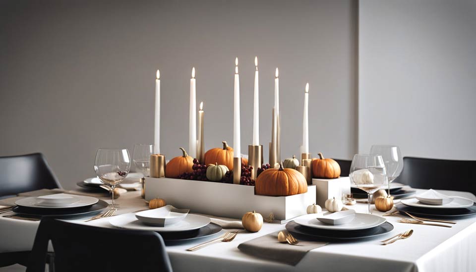 Modern thanksgiving table setting with Minimalistic decorations